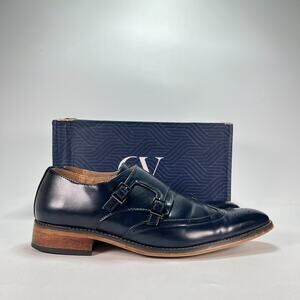 Gino Vitale Blue Formal Double Monk Strap Brogue Dress Shoes GV042 Men's Size 11